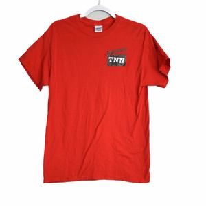 Gildan Mens Red Graphic T-shirt Pullover Logo TNN Crewneck Short Sleeves Sz Med